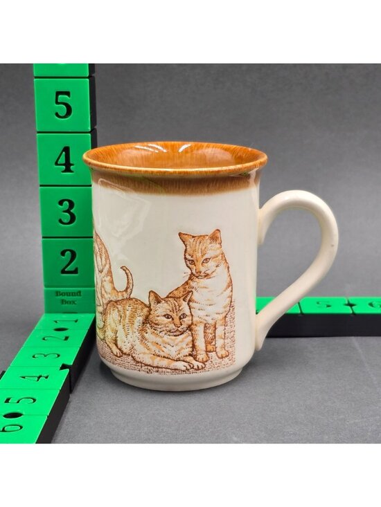 Vintage Biltons England Coffee Mug Orange Tabby Kittens Playing Textured Ceramic - Picture 8 of 8